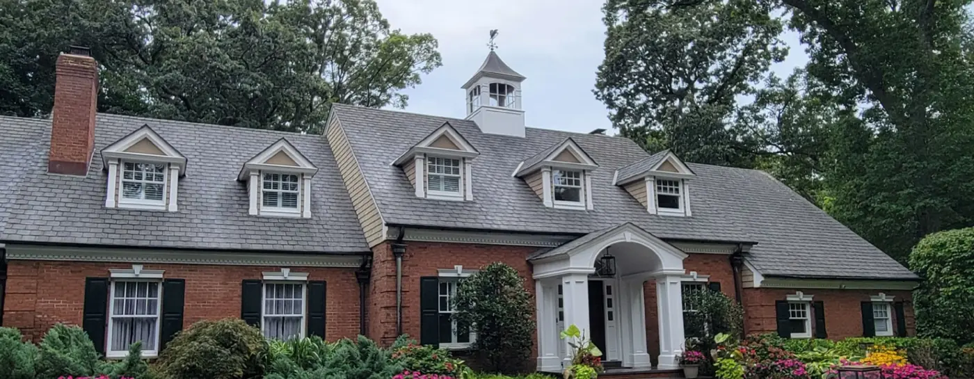 Entry and cupola in Locust Valley after slate cleaning