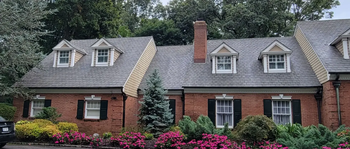 Left wing, same house in Locust Valley before slate cleaning