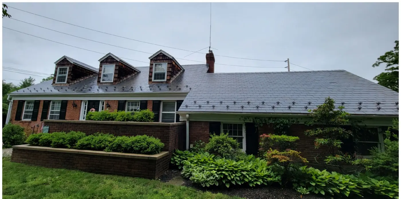 Munsey Park Village Hall, side in Manhasset after slate cleaning