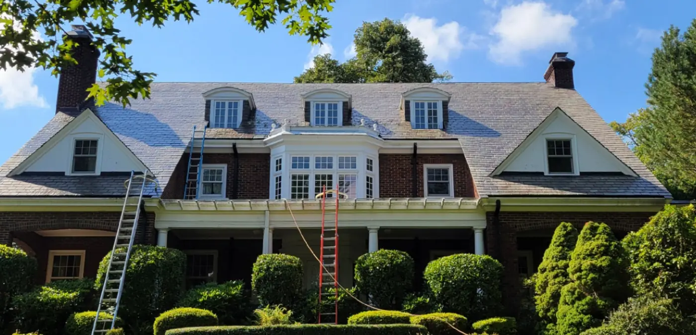 Same home, closer view in Plandome after slate cleaning